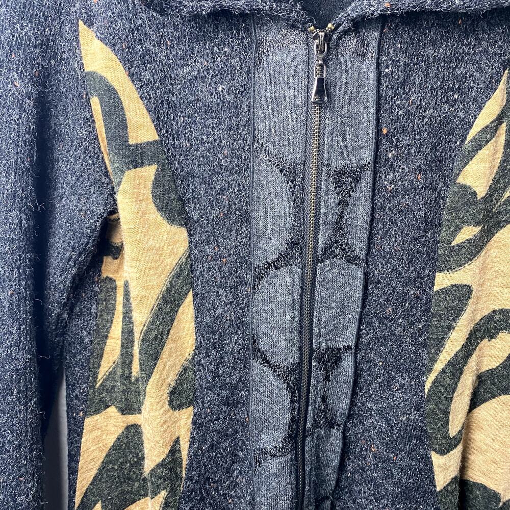 Vtg Y2K Fleur De Lis Avant Garde Grunge Ruffle Whimsigoth Boho Sweater Jacket M - Picture 10 of 16